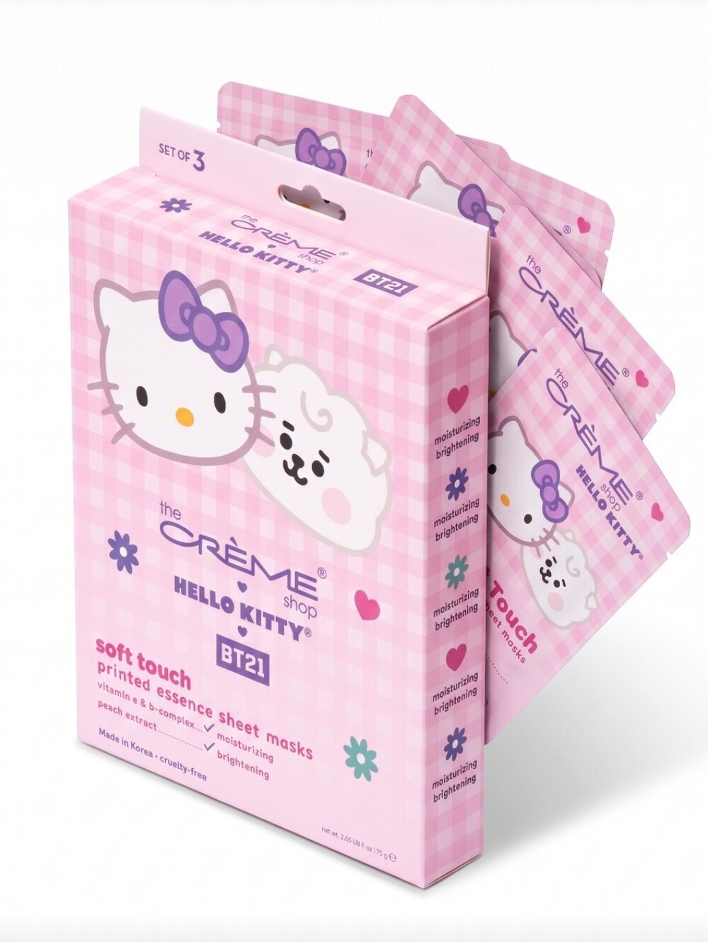 Hello Kitty BT21 Soft Touch Sheet Masks - Pink (Set of 3)